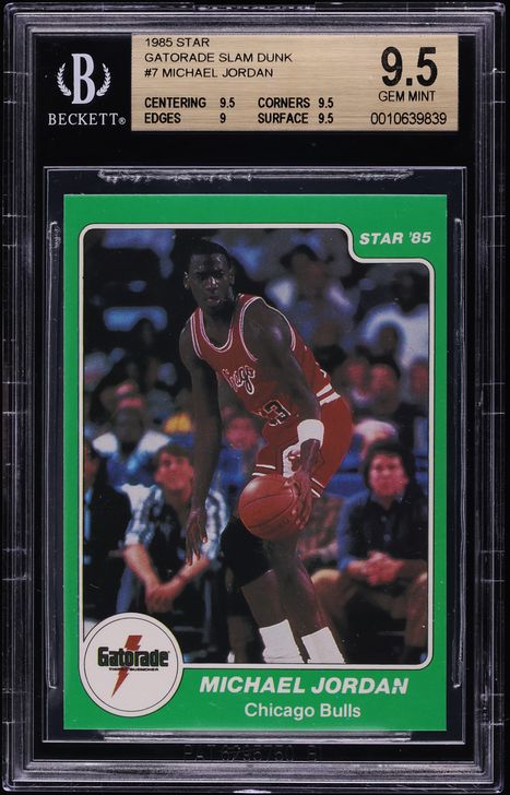 1985 Star Gatorade Slam Dunk Michael Jordan ROOKIE #7 BGS 9.5 GEM MINT