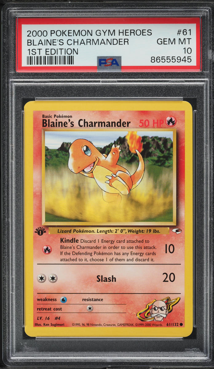 2000 Pokemon Gym Heroes 1st Edition Blaine's Charmander #61 PSA 10 GEM MINT