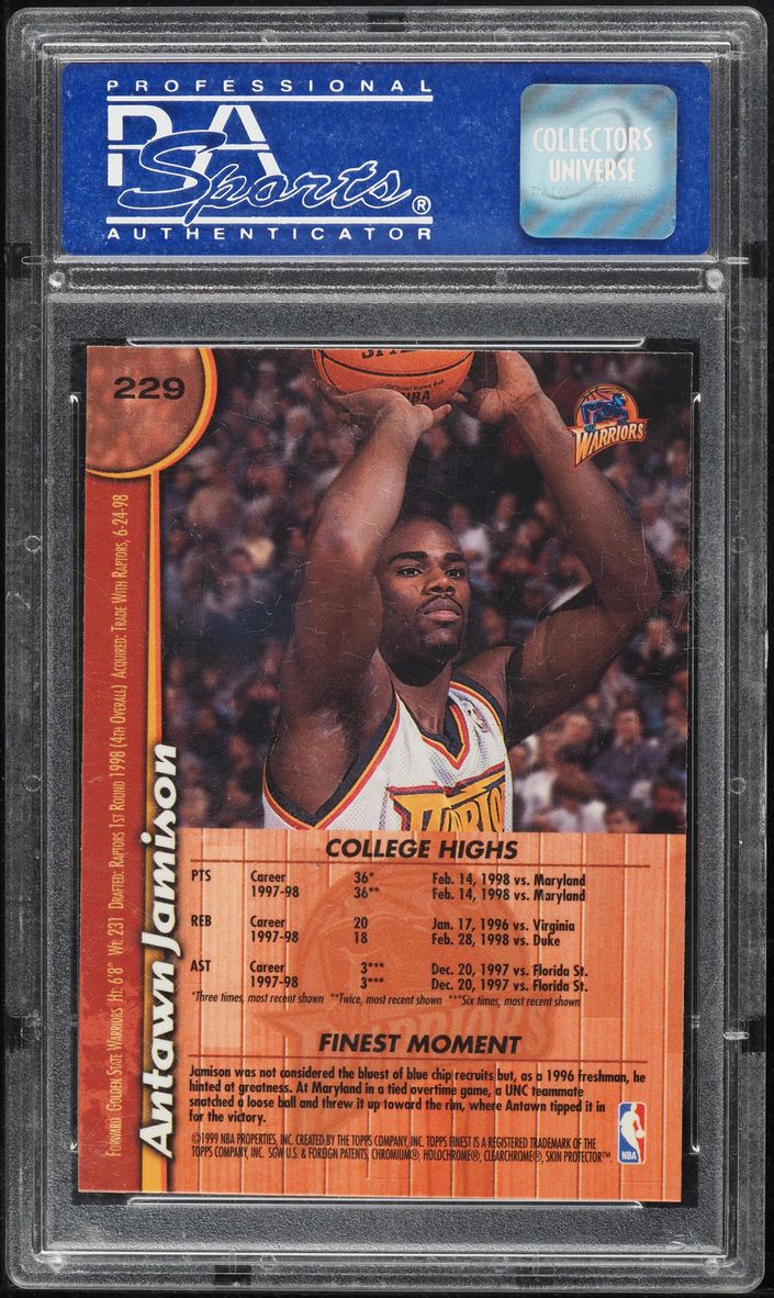 1998 Finest Basketball Antawn Jamison ROOKIE #229 PSA 10 GEM MINT