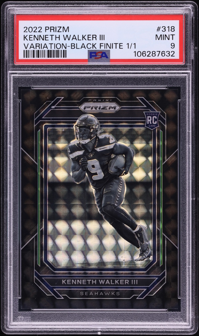 2022 Panini Prizm Variation Black Finite Kenneth Walker III ROOKIE 1/1 #318 PSA 9 MINT
