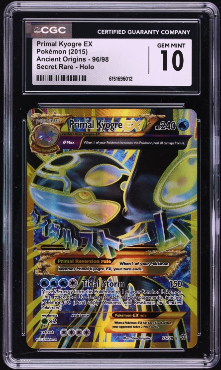 2015 Pokemon XY Ancient Origins Full Art Primal Kyogre EX #96 CGC 10 GEM MINT