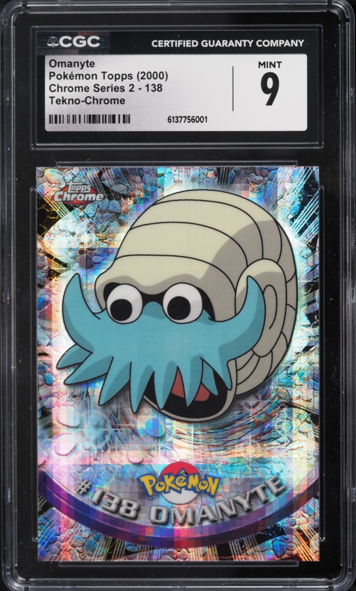 2000 Topps Chrome Pokemon Series 2 Tekno-Chrome Omanyte #138 CGC 9 MINT