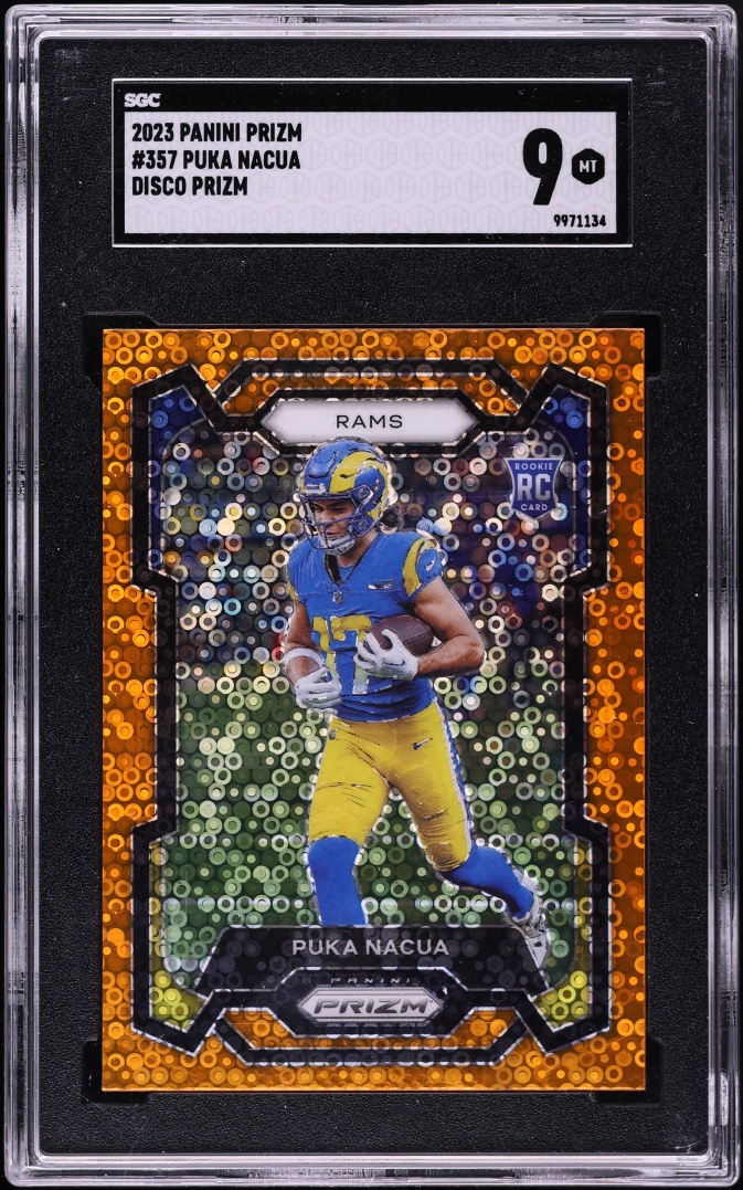 2023 Panini Prizm Disco Puka Nacua ROOKIE #357 SGC 9 MINT
