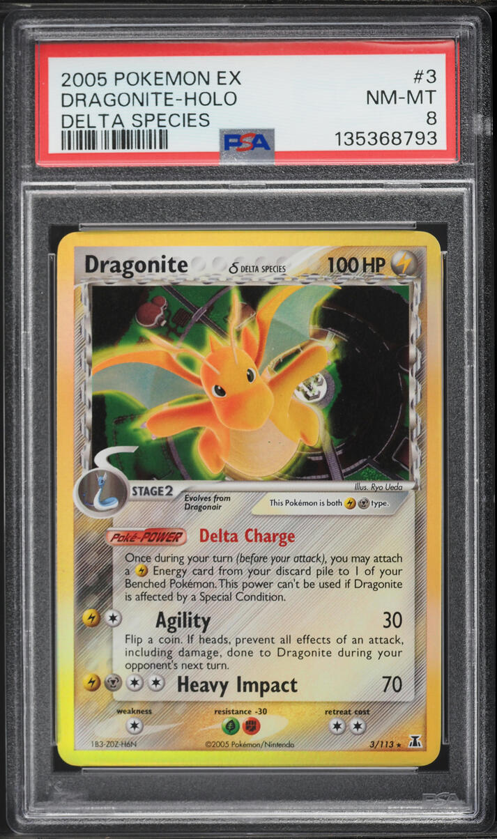2005 Pokemon EX Delta Species Holo Dragonite #3 PSA 8 NM-MT