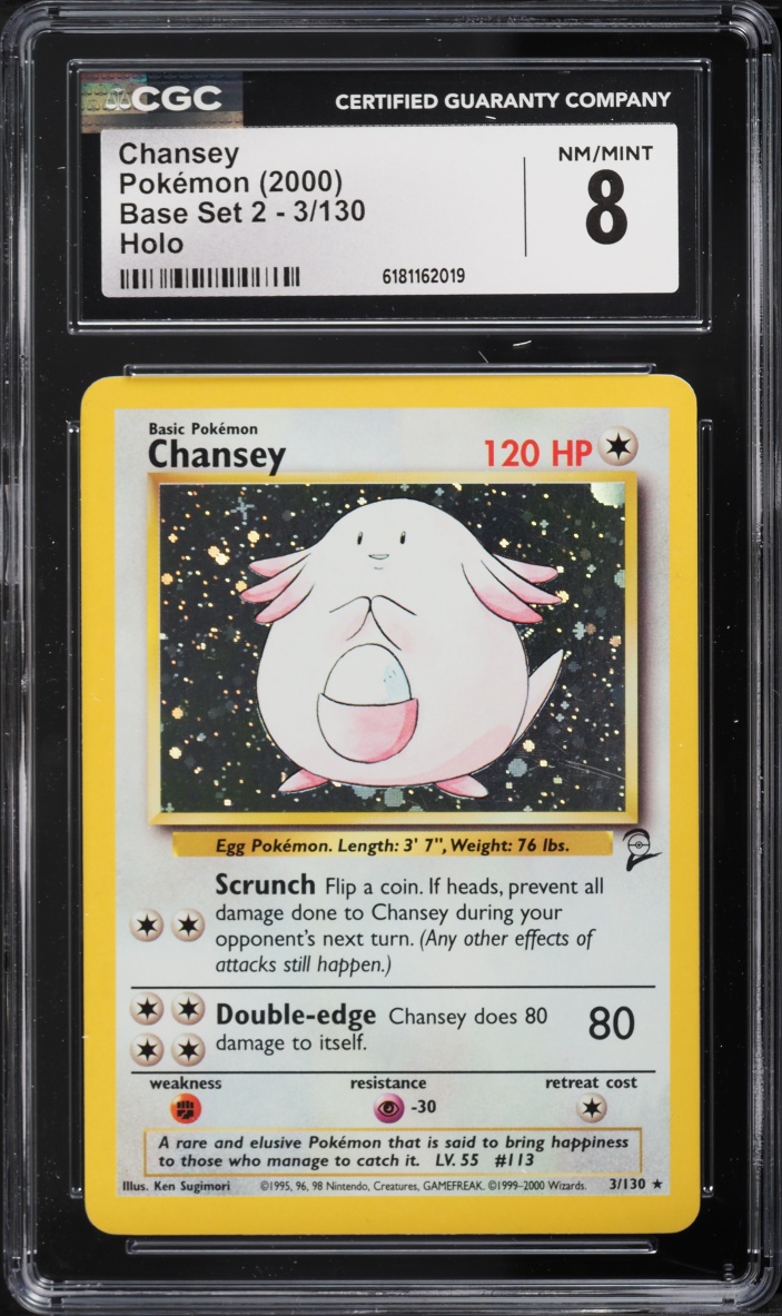 2000 Pokemon Base Set 2 Holo Chansey #3 CGC 8 NM-MT