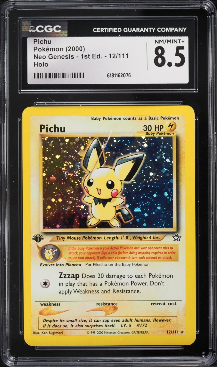 2000 Pokemon Neo Genesis 1st Edition Holo Pichu #12 CGC 8.5 NM-MT+