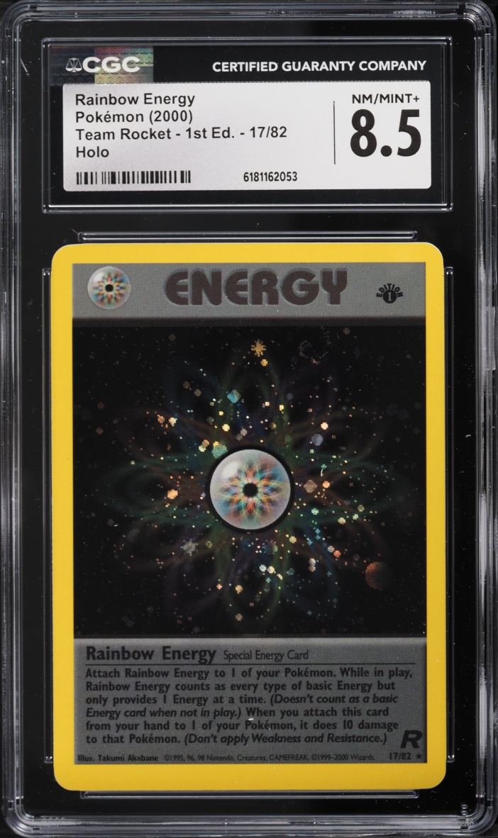 2000 Pokemon Team Rocket 1st Edition Holo Rainbow Energy #17 CGC 8.5 NM-MT+
