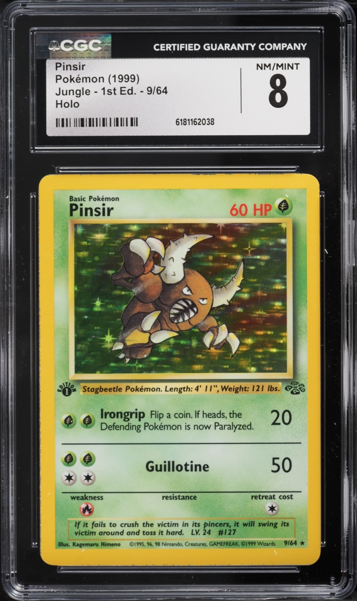 1999 Pokemon Jungle 1st Edition Holo Pinsir #9 CGC 8 NM-MT