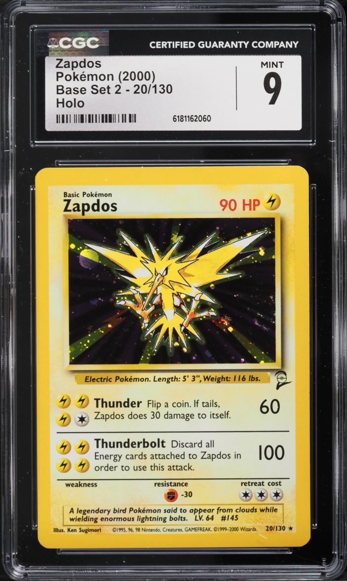 2000 Pokemon Base Set 2 Holo Zapdos #20 CGC 9 MINT