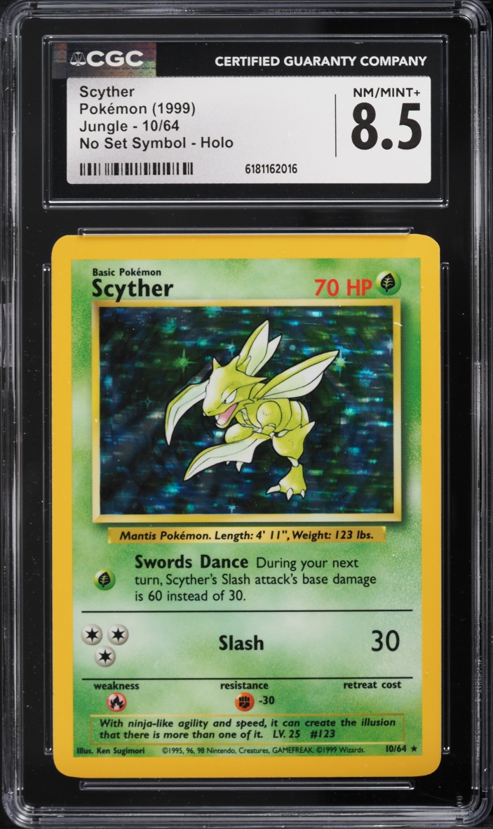 1999 Pokemon Jungle No Set Symbol Holo Scyther #10 CGC 8.5 NM-MT+