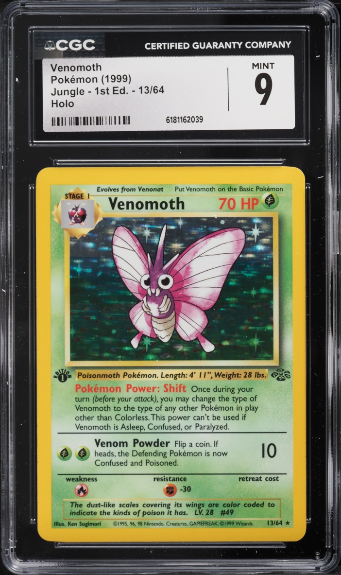 1999 Pokemon Jungle 1st Edition Holo Venomoth #13 CGC 9 MINT