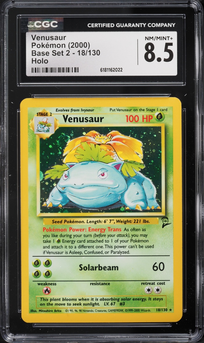 2000 Pokemon Base Set 2 Holo Venusaur #18 CGC 8.5 NM-MT+