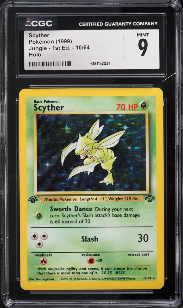 1999 Pokemon Jungle 1st Edition Holo Scyther #10 CGC 9 MINT