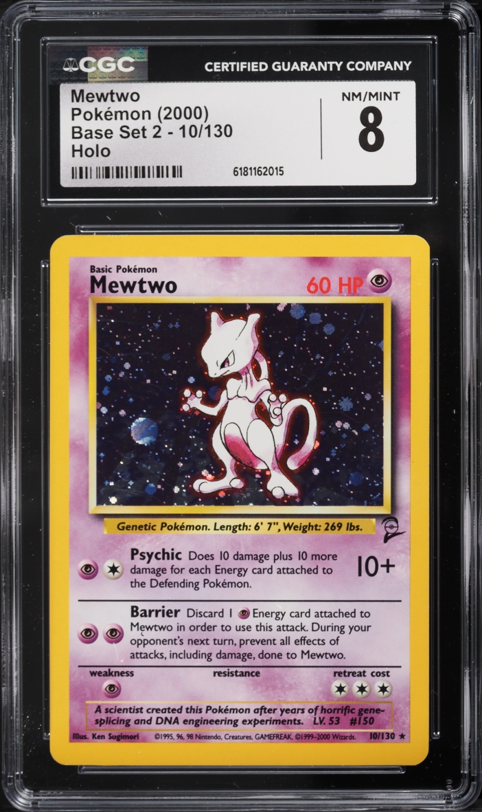 2000 Pokemon Base Set 2 Holo Mewtwo #10 CGC 8 NM-MT