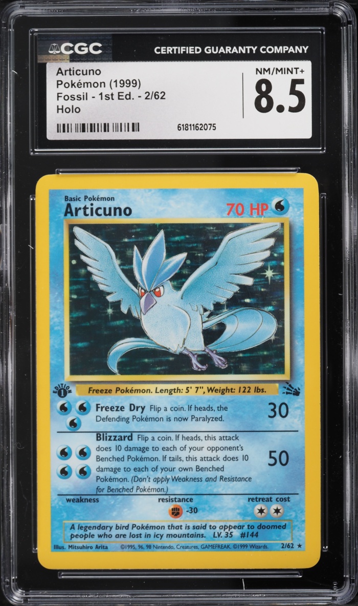 1999 Pokemon Fossil 1st Edition Holo Articuno #2 CGC 8.5 NM-MT+