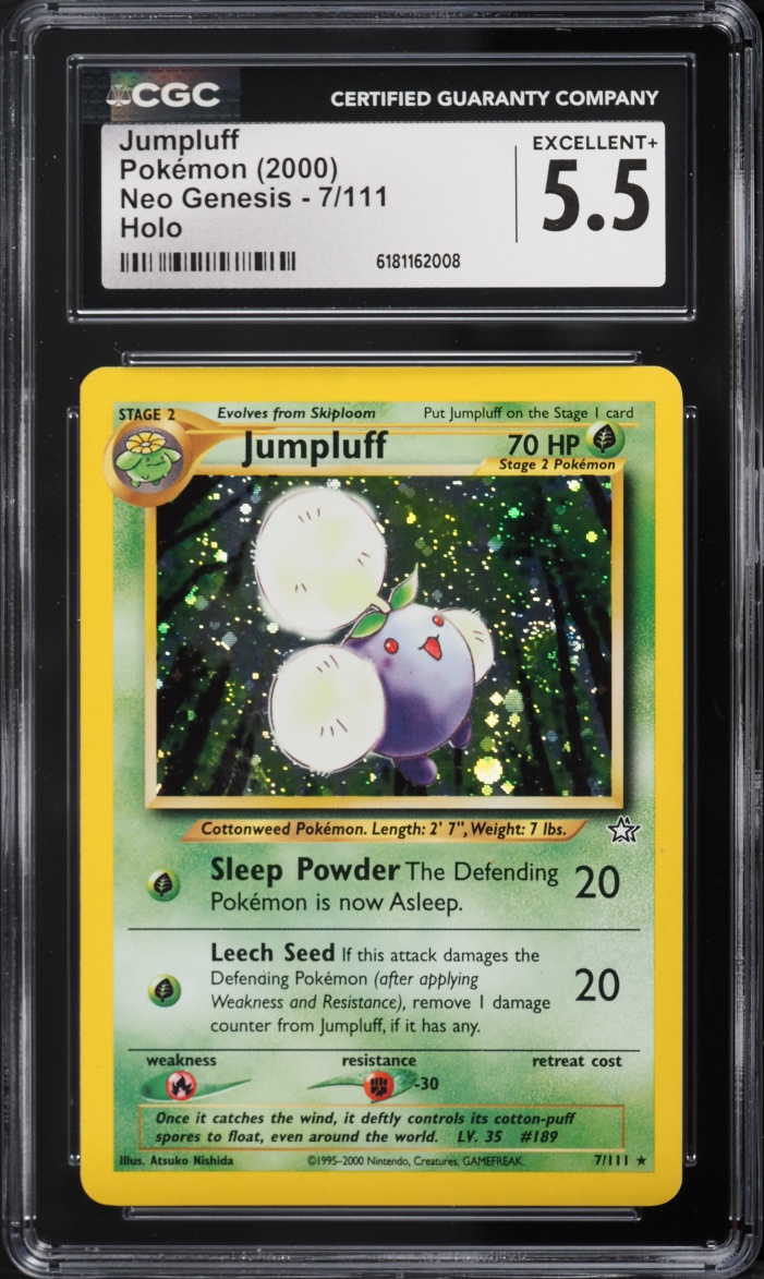 2000 Pokemon Neo Genesis Holo Jumpluff #7 CGC 5.5 EX+