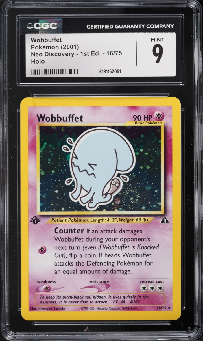 2001 Pokemon Neo Discovery 1st Edition Holo Wobbuffet #16 CGC 9 MINT