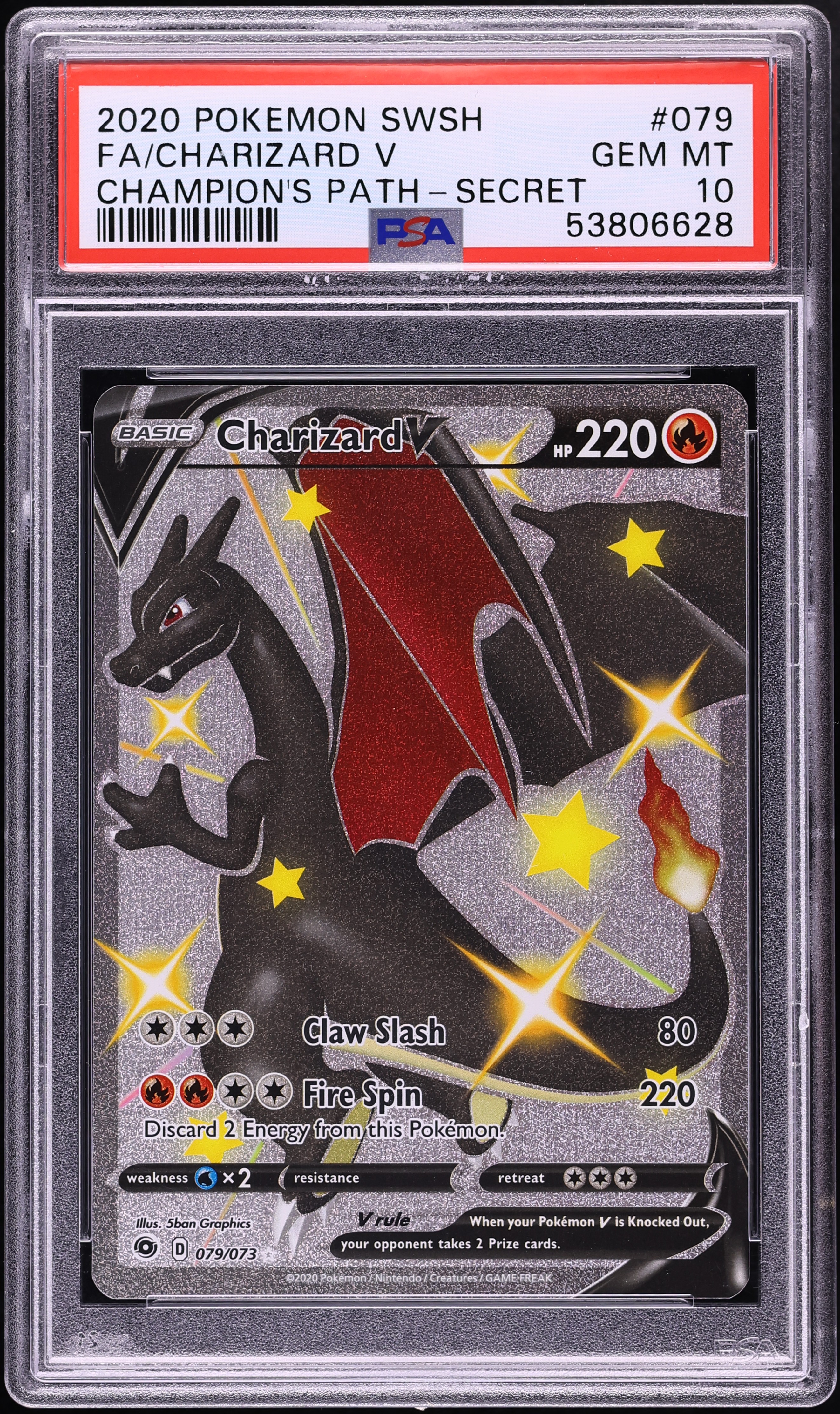 2020 Pokemon Sword & Shield Champion's Path SEC Charizard V #79 PSA 10 GEM MINT