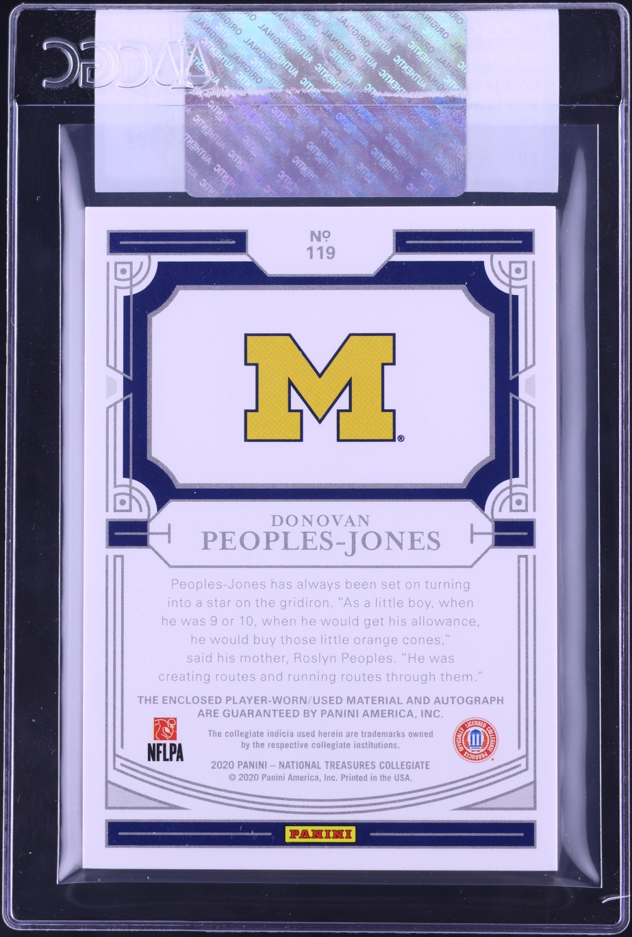 2020 National Treasures Collegiate Silver Donovan Peoples-Jones RC PATCH AUTO /25 #119 CGC AUTH