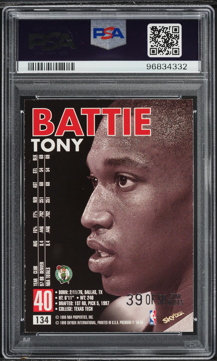 1998 Skybox Premium Star Rubies Tony Battie /50 #134 PSA 7 NRMT