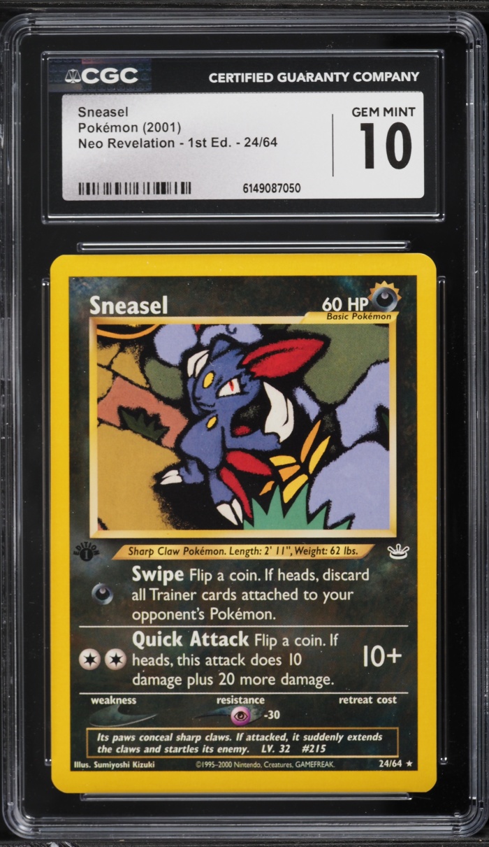 2001 Pokemon Neo Revelation 1st Edition Sneasel #24 CGC 10 GEM MINT