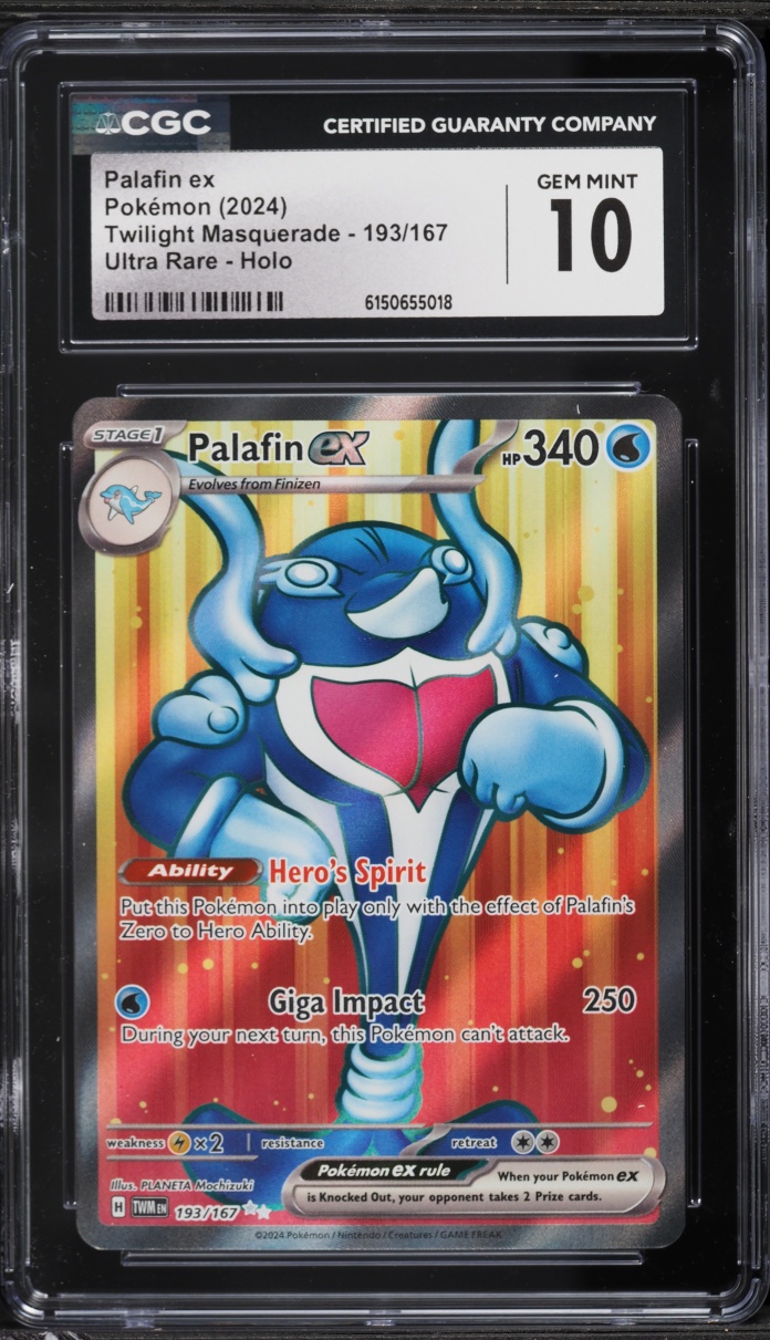 2024 Pokemon Scarlet & Violet Twilight Masquerade Full Art Palafin ex #193 CGC 10 GEM MINT