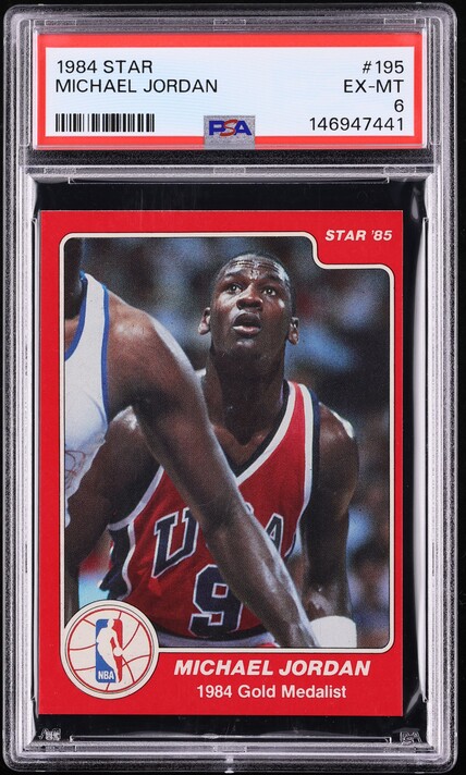 1984 Star Basketball Michael Jordan ROOKIE #195 PSA 6 EXMT