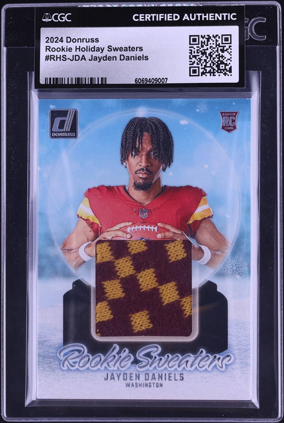 2024 Donruss Holiday Sweaters Jayden Daniels ROOKIE PATCH #RHS-JDA CGC AUTH