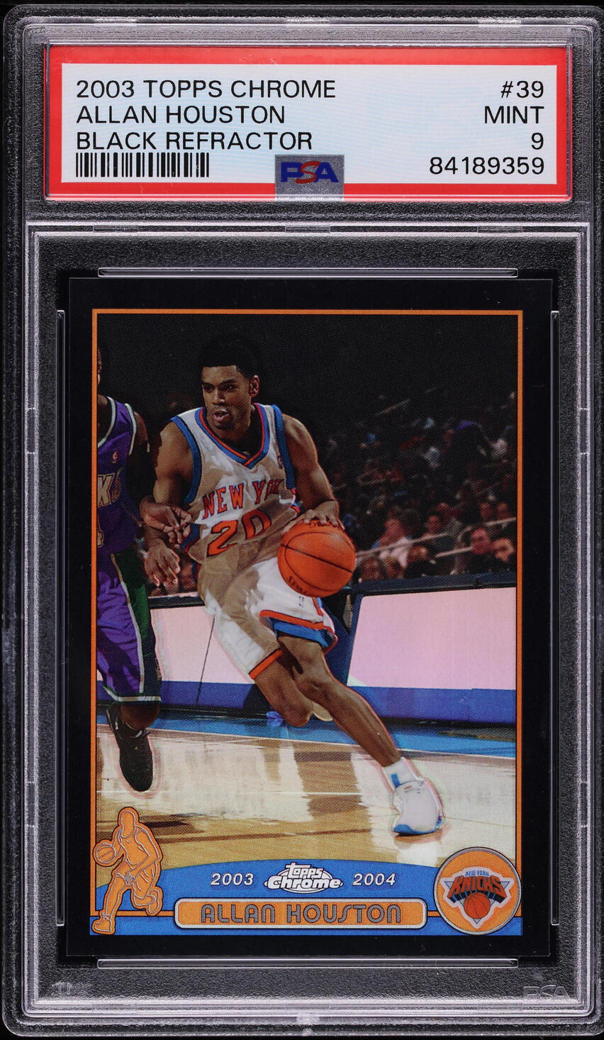 2003 Topps Chrome Black Refractor Allan Houston /500 #39 PSA 9 MINT