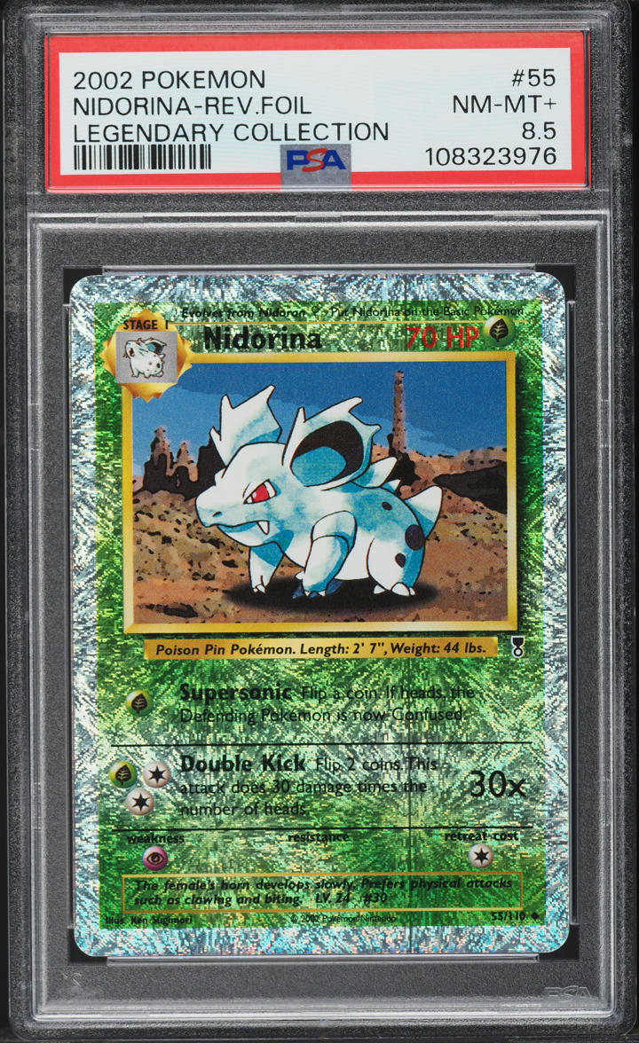 2002 Pokemon Legendary Collection Reverse Holo Nidorina #55 PSA 8.5 NM-MT+