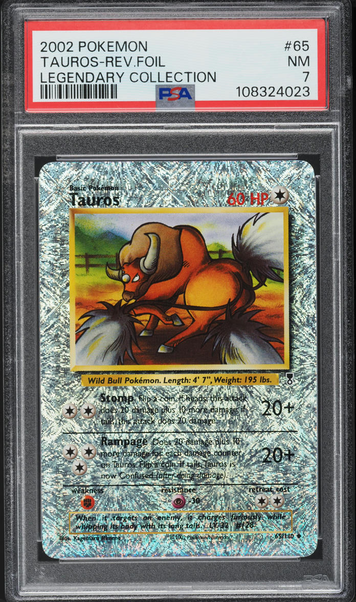 2002 Pokemon Legendary Collection Reverse Holo Tauros #65 PSA 7 NRMT