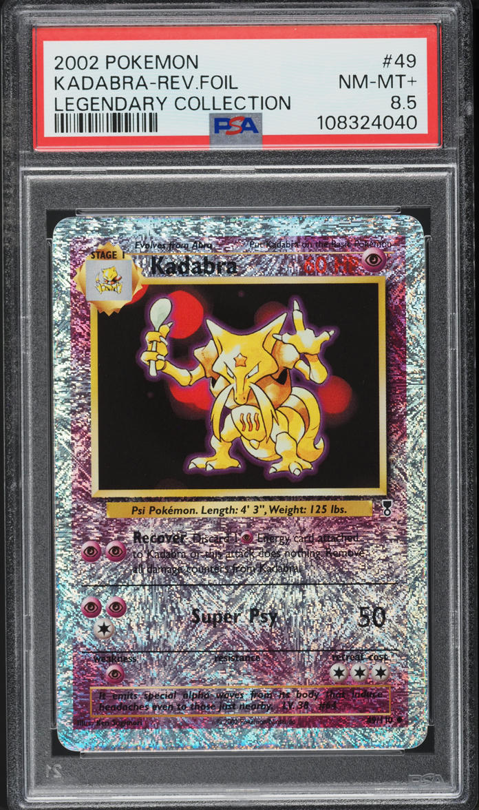2002 Pokemon Legendary Collection Reverse Holo Kadabra #49 PSA 8.5 NM-MT+