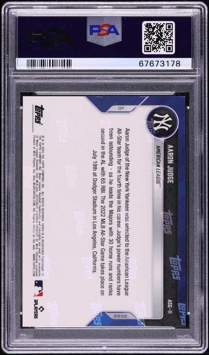 2022 Topps Now MLB All-Star Game Red Aaron Judge /10 #ASG11 PSA 10 GEM MINT
