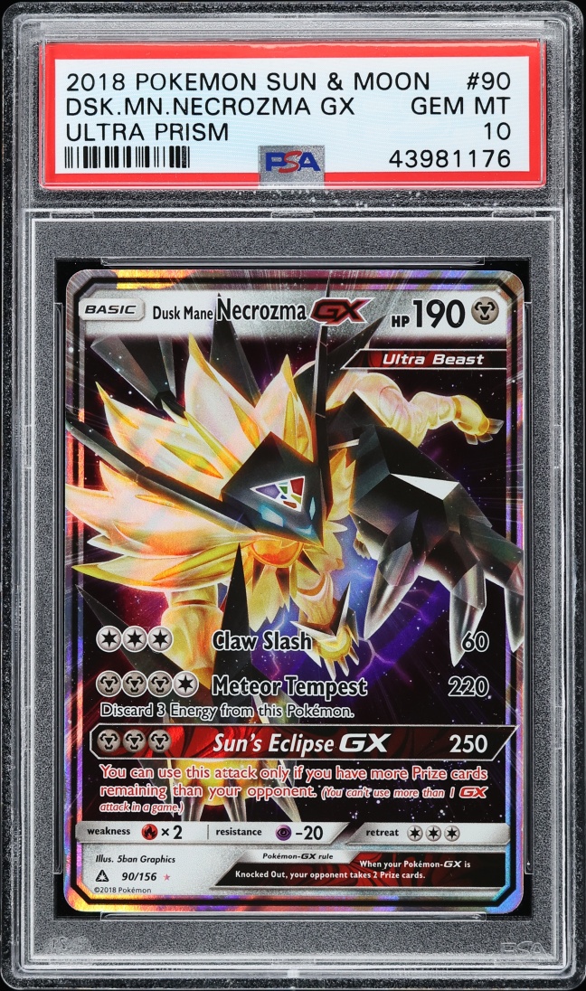 2018 Pokemon Sun & Moon Ultra Prism Dusk Mane Necrozma GX #90 PSA 10 GEM MINT
