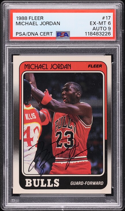 1988 Fleer Basketball Michael Jordan AUTO DNA 9 #17 PSA 6