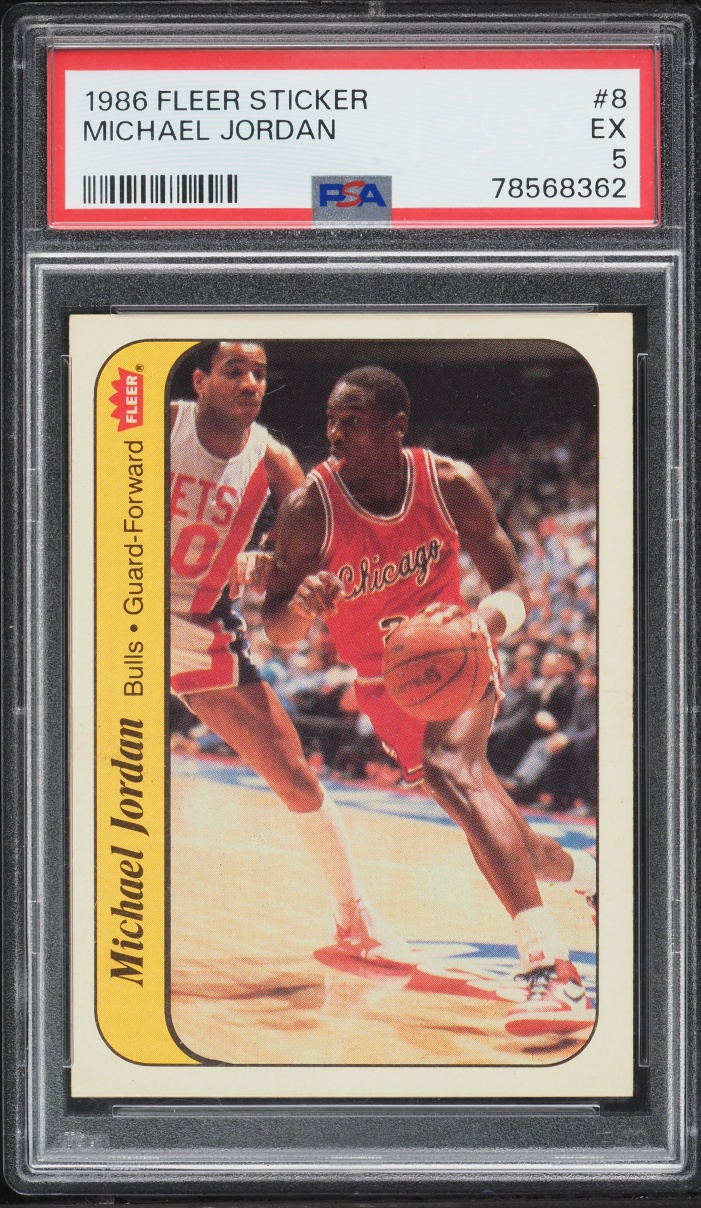 1986 Fleer Sticker Michael Jordan ROOKIE #8 PSA 5 EX