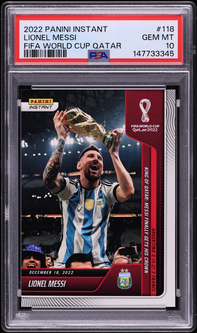2022 Panini Instant FIFA World Cup Qatar Lionel Messi /22081 #118 PSA 10 GEM MINT