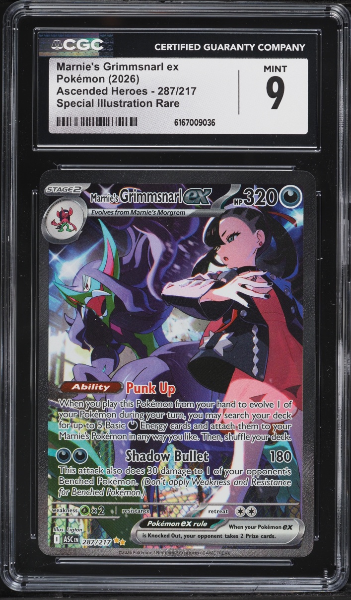 2026 Pokemon Mega Evolution Ascended Heroes SIR Marnie's Grimmsnarl Ex #287 CGC 9 MINT