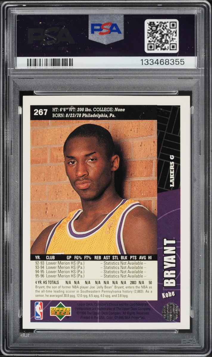 1996 Collector's Choice Basketball Kobe Bryant ROOKIE #267 PSA 9 MINT