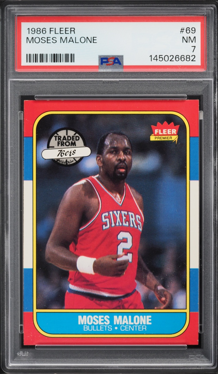 1986 Fleer Basketball Moses Malone #69 PSA 7 NRMT
