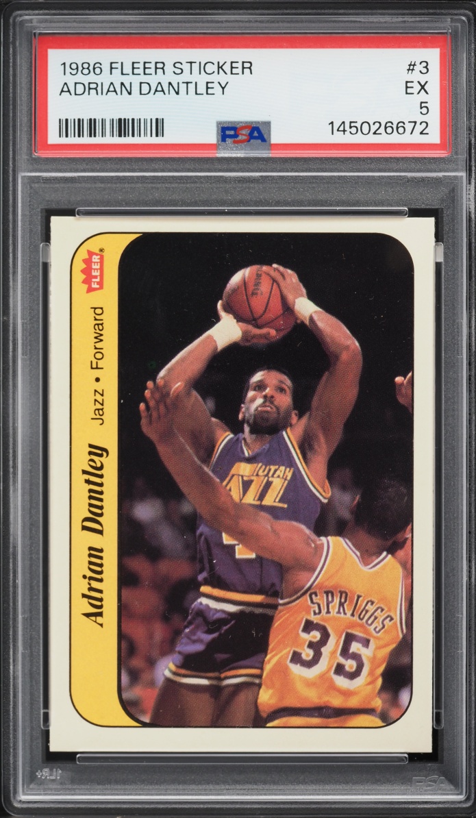1986 Fleer Sticker Adrian Dantley #3 PSA 5 EX