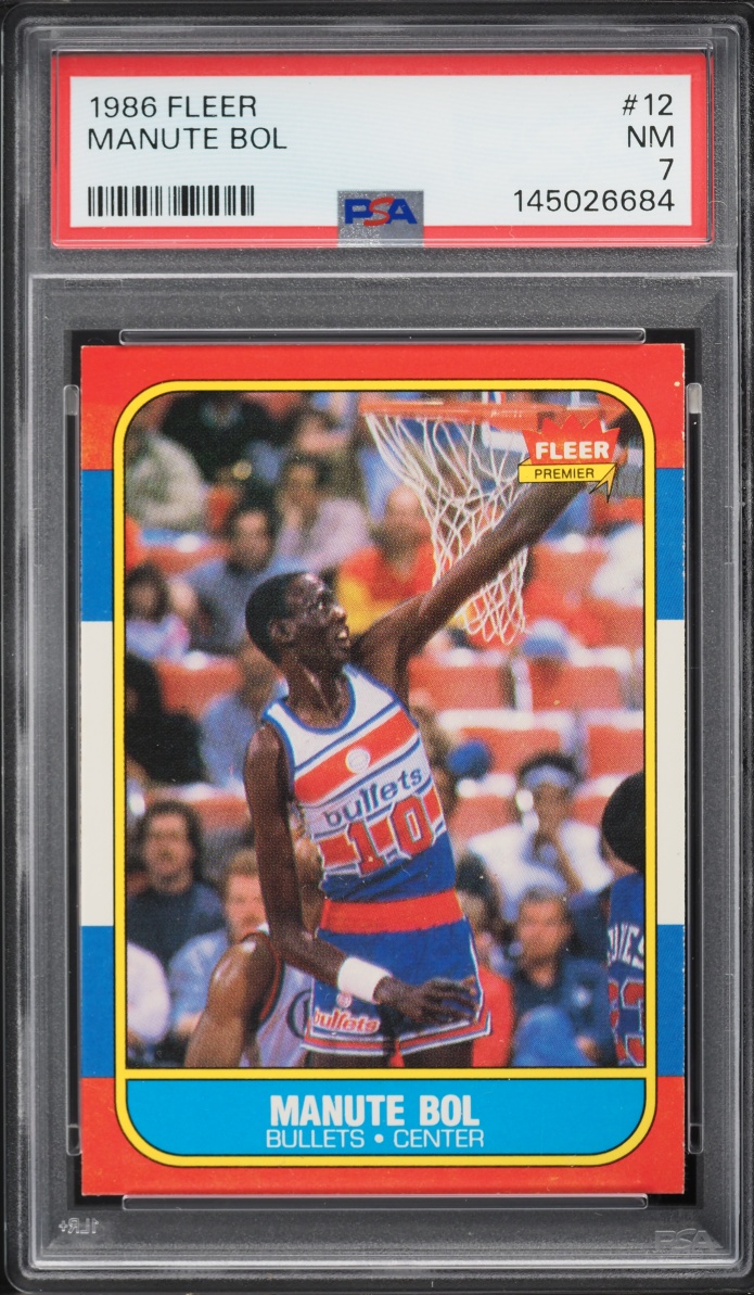 1986 Fleer Basketball Manute Bol ROOKIE #12 PSA 7 NRMT