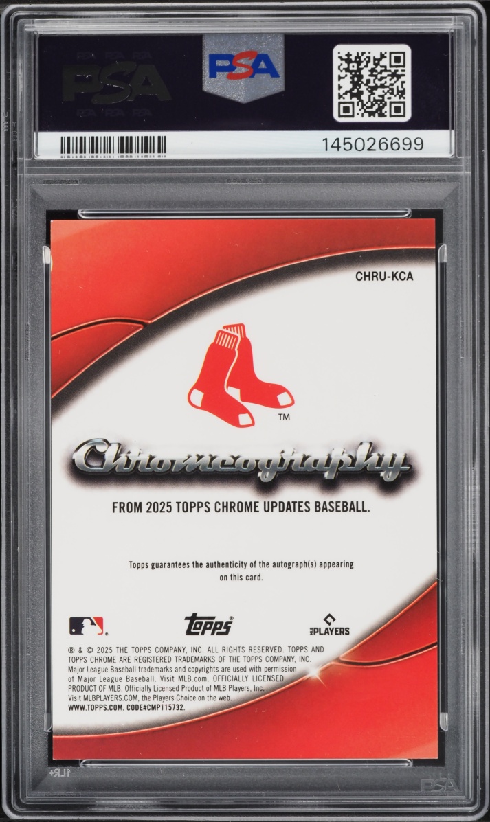 2025 Topps Chrome Update Chromeography Green Refractor Kristian Campbell ROOKIE AUTO /99 PSA 9