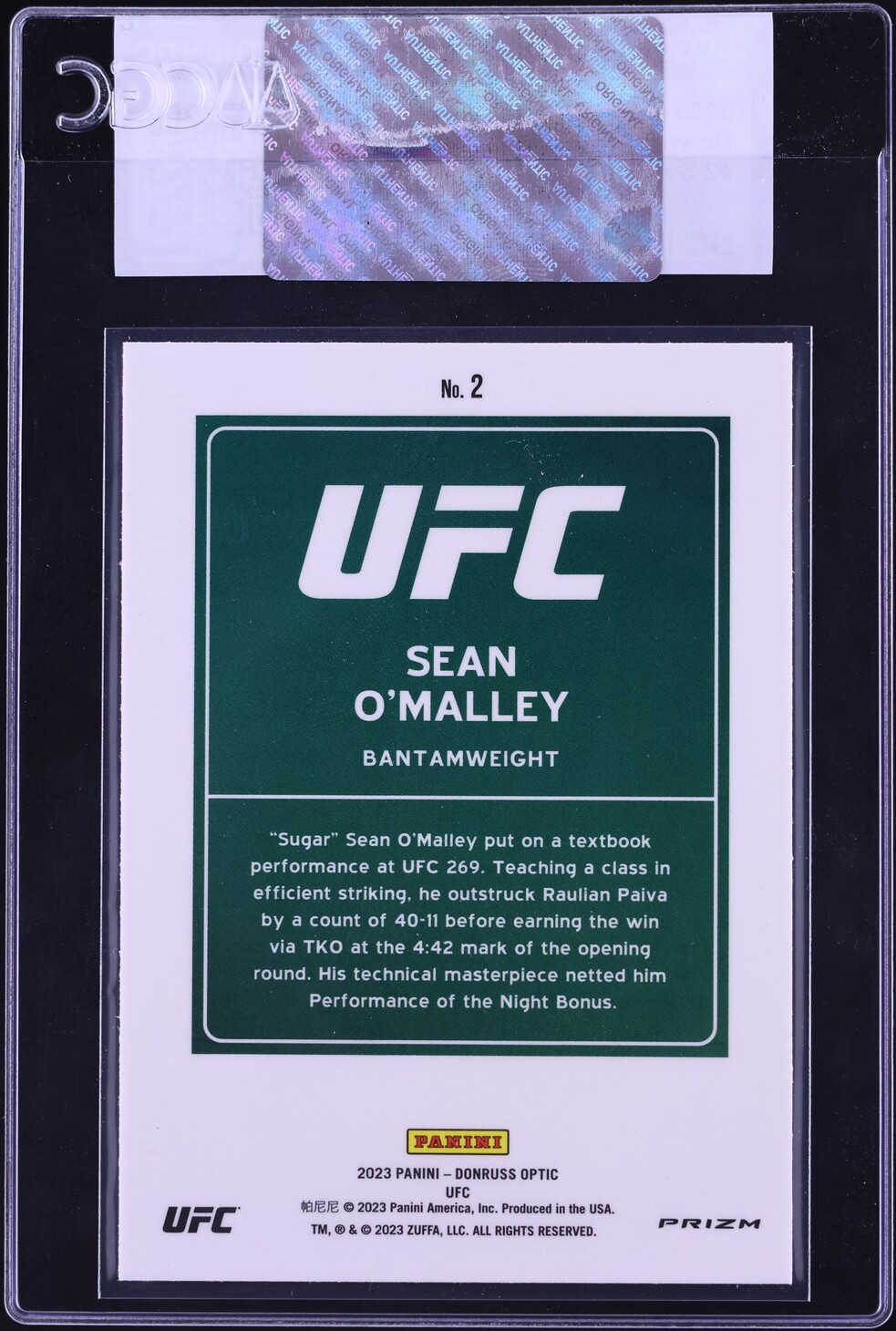 2023 Donruss Optic UFC Downtown Sean O'Malley #2 CGC AUTH