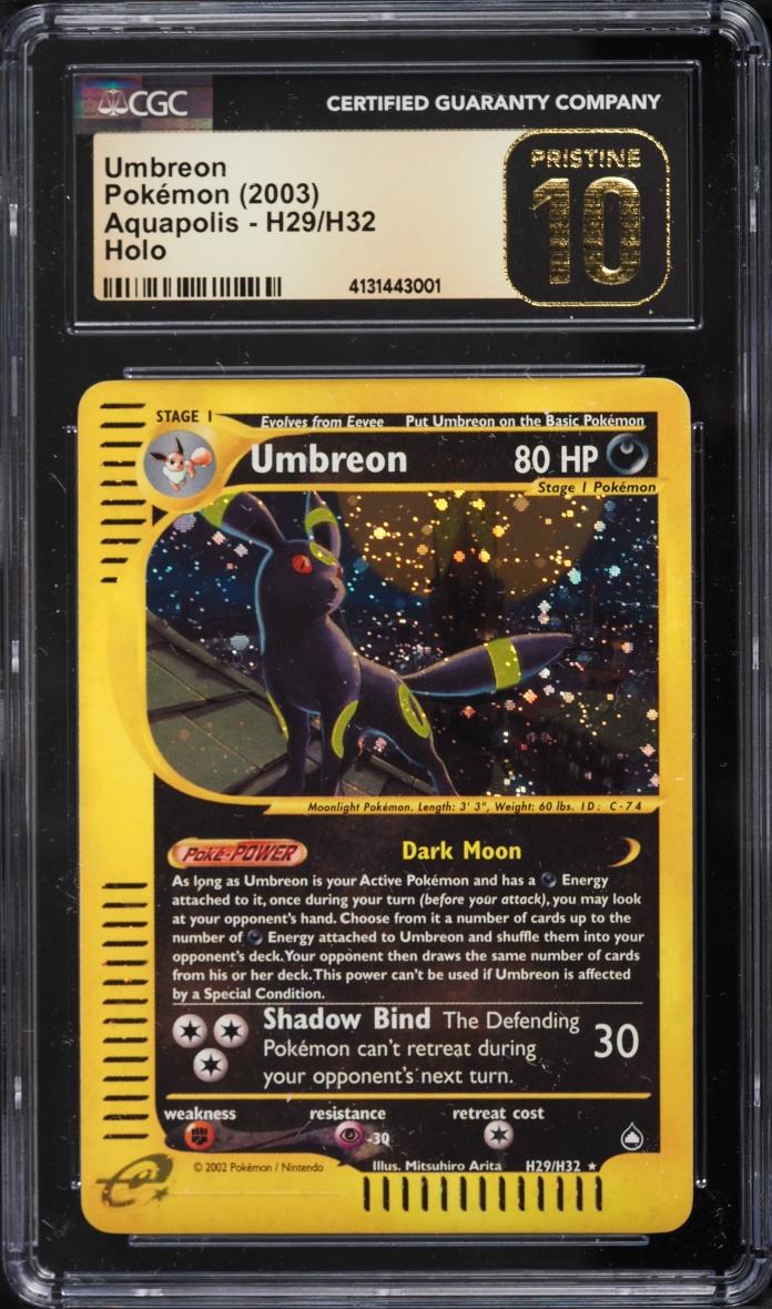 2003 Pokemon Aquapolis Holo Umbreon #H29 CGC 10 PRISTINE