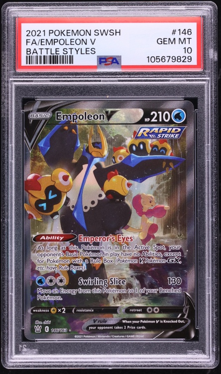 2021 Pokemon Sword & Shield Battle Styles Full Art Empoleon V #146 PSA 10 GEM MINT