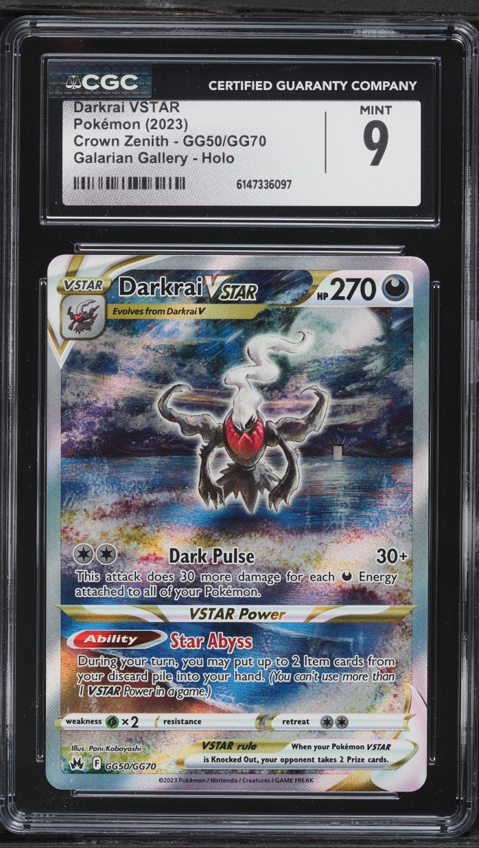 2023 Pokemon Sword & Shield Crown Zenith Alt Art Darkrai VSTAR #GG50 CGC 9 MINT