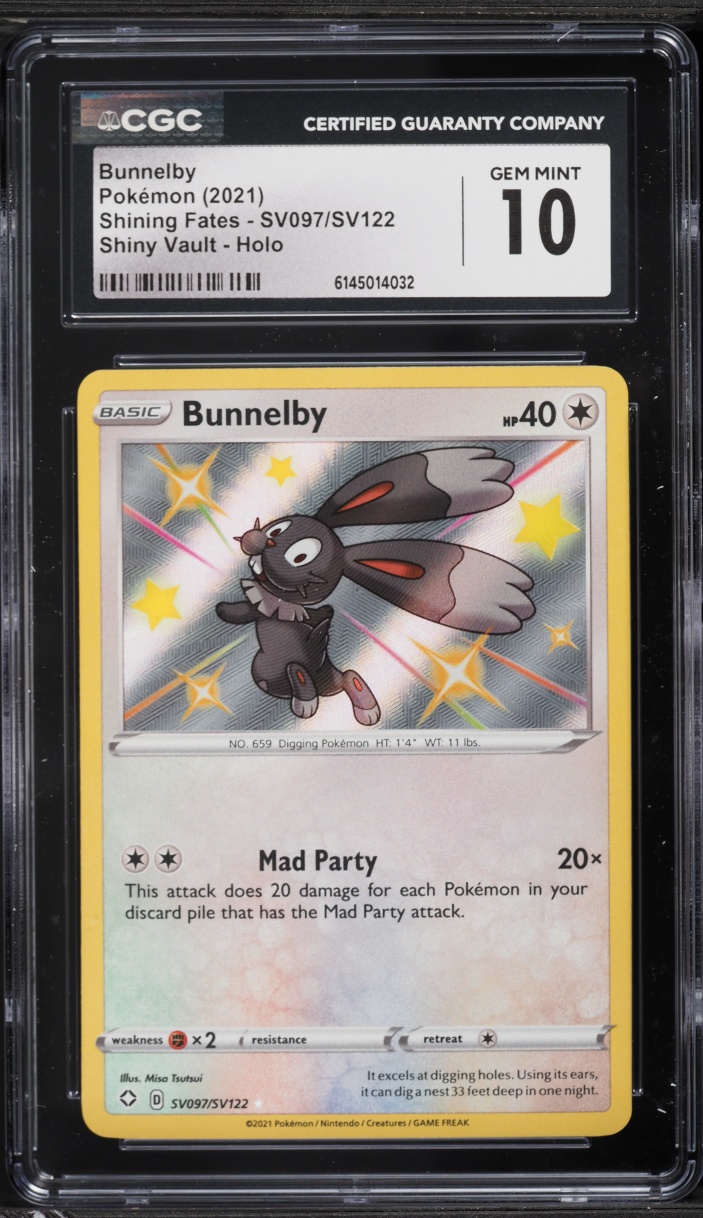 2021 Pokemon Sword & Shield Shining Fates Shiny Bunnelby #SV097 CGC 10 GEM MINT
