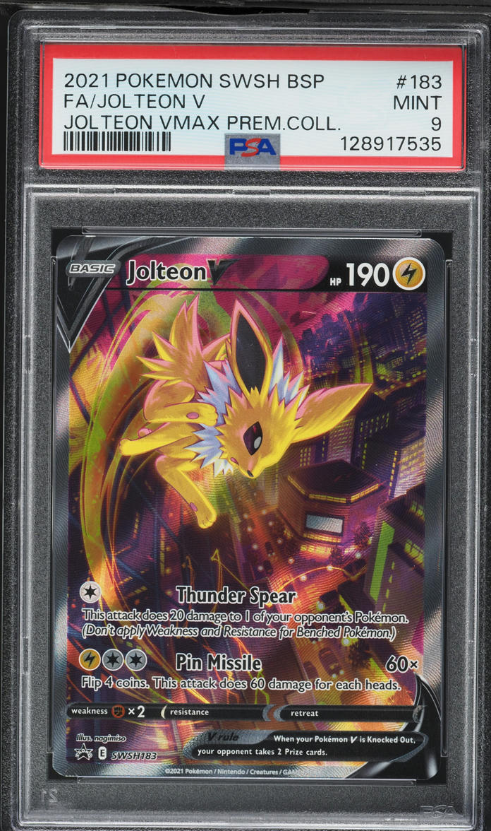 2021 Pokemon Sword & Shield Promo VMAX Premium Full Art Jolteon V #183 PSA 9 MINT