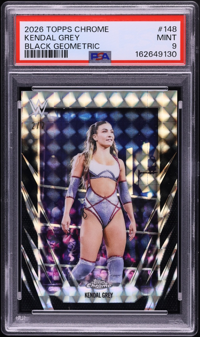 2026 Topps Chrome WWE Black Geometric Kendal Grey 2/2 #148 PSA 9 MINT